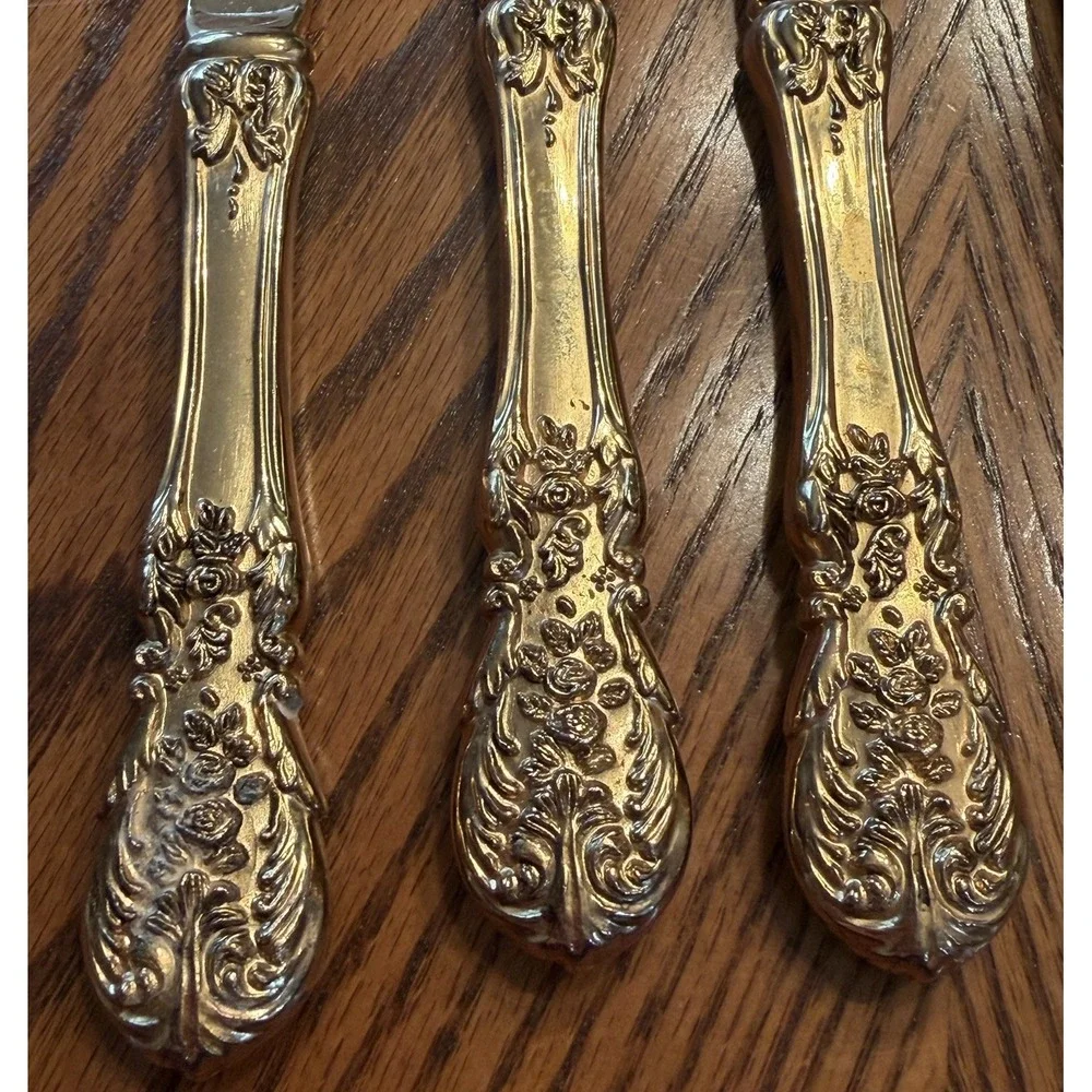 Lot Of 4 Int'l FB Rogers China French Rose Silver Plated Knives Fork‎ Flatware